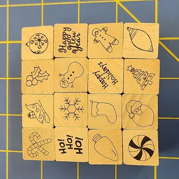 CHRISTMAS Theme Set of 16 Rubber Stamps Only 3 Used - Picture 1 of 2